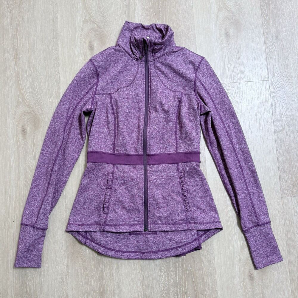 Lululemon RARE Peplum Pleated Riding Jacket in Heathered Ultra Violet Size 10 - Picture 2 of 16